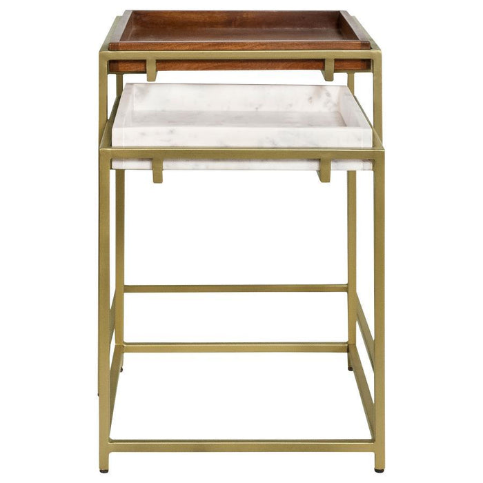 Bolden - 2 Piece Square Nesting Table With Recessed Top - Gold Sacramento Furniture Store Furniture store in Sacramento