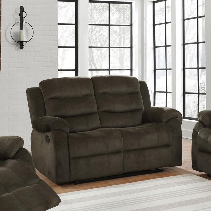 Rodman - Pillow Top Arm Motion Loveseat - Olive Brown Sacramento Furniture Store Furniture store in Sacramento