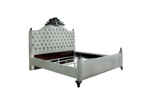 House - Delphine - Queen Bed - Two Tone Ivory Fabric & Charcoal Finish Sacramento Furniture Store Furniture store in Sacramento