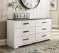 Shawburn - White / Black / Gray - Six Drawer Dresser - Pewter-tone Pulls Sacramento Furniture Store Furniture store in Sacramento