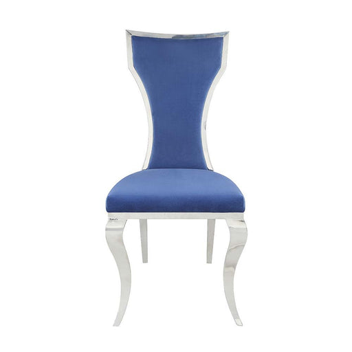 Azriel - Side Chair (Set of 2) - Blue Velvet & Mirroed Silver Finish Sacramento Furniture Store Furniture store in Sacramento