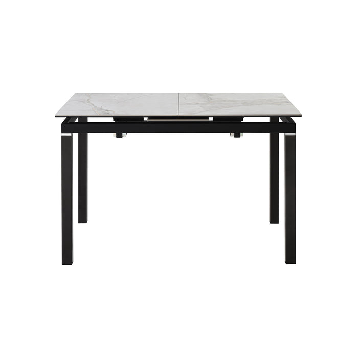 Giana - Extendable Dining Table Stone And Metal - Gray / Black