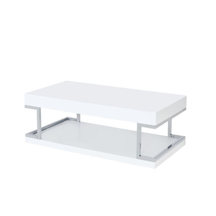 Aspers Coffee Table - White High Gloss & Chrome Sacramento Furniture Store Furniture store in Sacramento