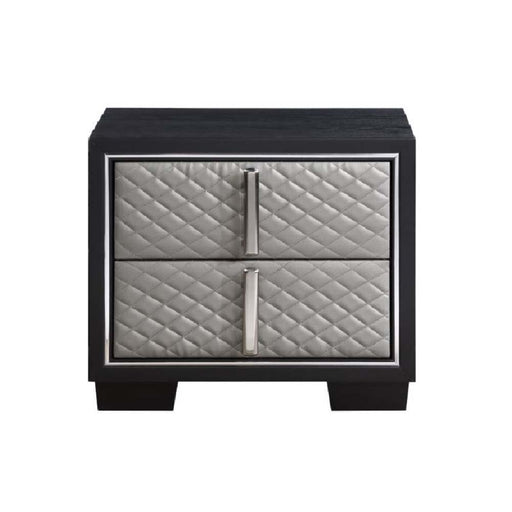 Nicola - Nightstand - Silver PU & Black Finish Sacramento Furniture Store Furniture store in Sacramento