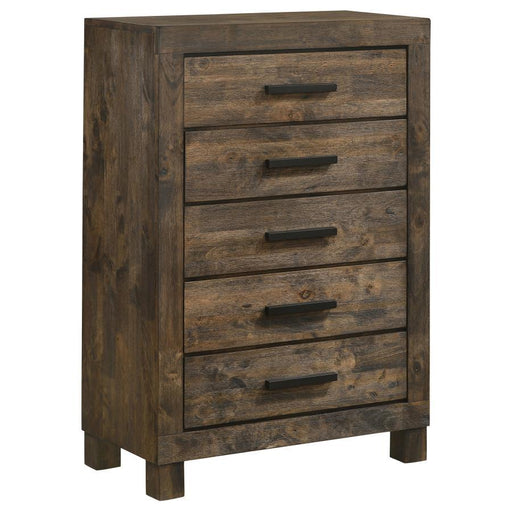 Woodmont - 5-Drawer Chest - Rustic Golden Brown Sacramento Furniture Store Furniture store in Sacramento