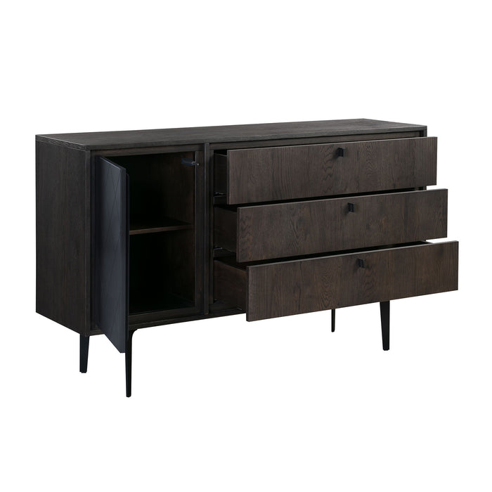 Cross - 3 Drawer Dresser - Solid Oak / Metal