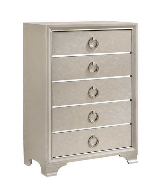 Salford - 5-Drawer Chest - Metallic Sterling Sacramento Furniture Store Furniture store in Sacramento