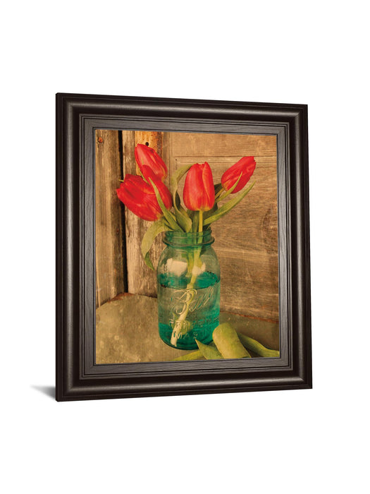 Country Tulips By Anthony Smith - Framed Print Wall Art - Red