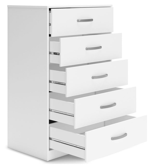 Flannia - White - Five Drawer Chest - 46" Height Sacramento Furniture Store Furniture store in Sacramento