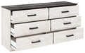 Shawburn - White / Black / Gray - Six Drawer Dresser - Pewter-tone Pulls Sacramento Furniture Store Furniture store in Sacramento