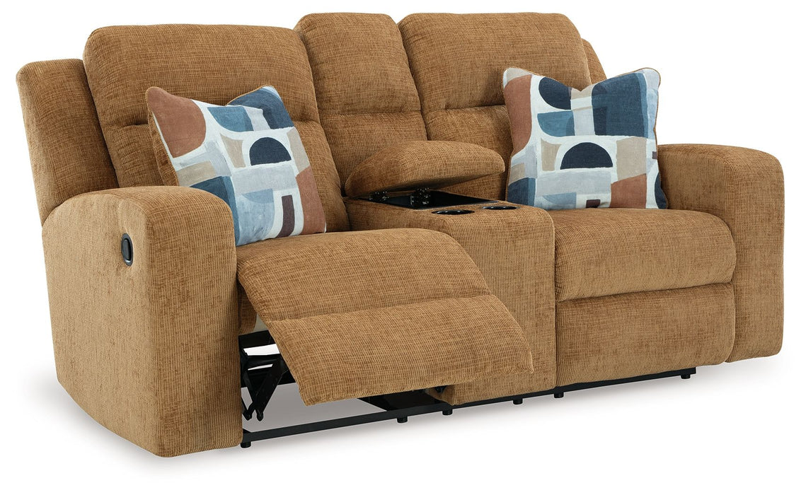 Kanlow - Honey - Dbl Reclining Loveseat With Console
