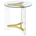 Janessa - Round Glass Top End Table With Acrylic Legs - Clear And Matte Brass Sacramento Furniture Store Furniture store in Sacramento