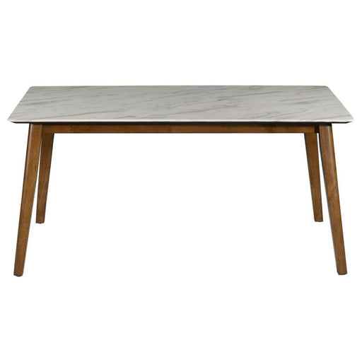 Everett - Faux Marble Top Dining Table - Natural Walnut And White Sacramento Furniture Store Furniture store in Sacramento