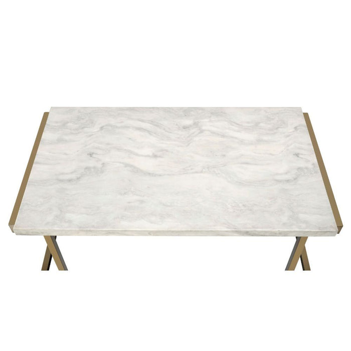 Boice II - End Table - Faux Marble & Champagne Sacramento Furniture Store Furniture store in Sacramento
