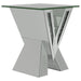 Taffeta - V-Shaped End Table With Glass Top - Silver Sacramento Furniture Store Furniture store in Sacramento