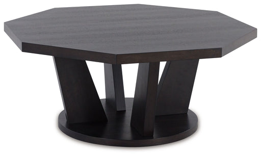 Chasinfield - Dark Brown - Octagon Coffee Table Sacramento Furniture Store Furniture store in Sacramento