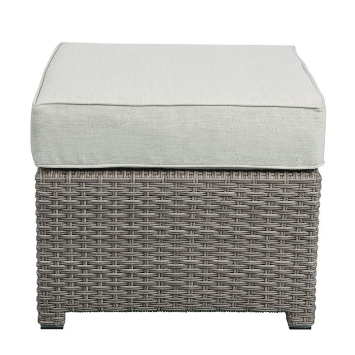 Salena - Patio Sofa & Ottoman - Beige Fabric & Gray Wicker - 26" Sacramento Furniture Store Furniture store in Sacramento