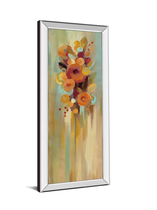 Tall Autumn Flowers I By Silvia Vassileva - Mirrored Frame Wall Art - Light Brown