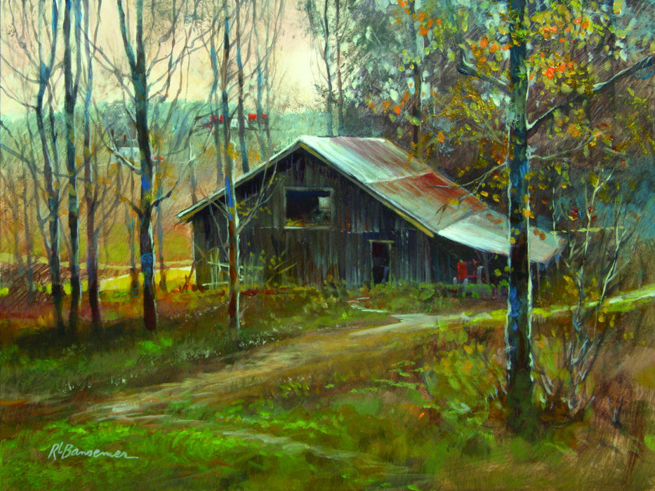 Pinnacle Mountain Barn By Roger Bansemer - Dark Brown