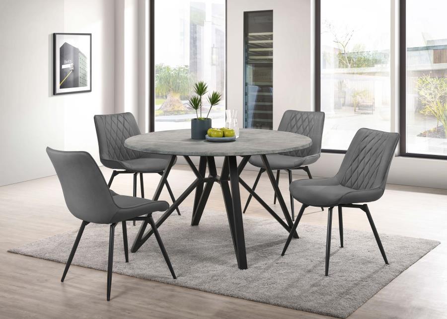 Neil - 5 Piece Round Dining Set - Concrete And Gray Sacramento Furniture Store Furniture store in Sacramento