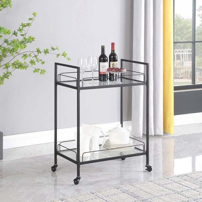 Curltis - Serving Cart With Glass Shelves - Clear And Black Sacramento Furniture Store Furniture store in Sacramento