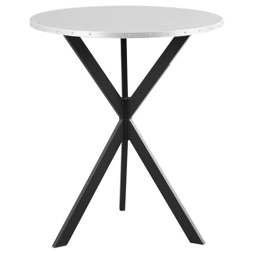 Kenzo - Round Metal Top Bar Table - Silver And Sandy Black Sacramento Furniture Store Furniture store in Sacramento