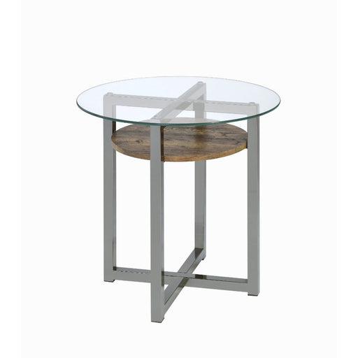 Janette - End Table - Weathered Oak, Black Nickel & Clear Glass Sacramento Furniture Store Furniture store in Sacramento