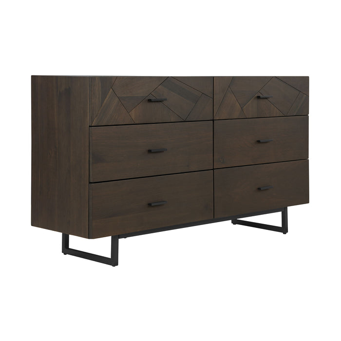 Marquis - 6 Drawer Dresser With Metal Legs - Oak / Black