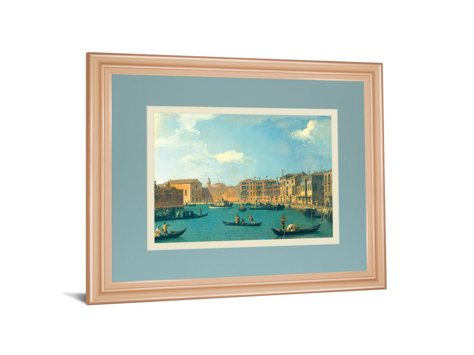 View Of The Canal Of Santa Chiara By Antonia Canaletto - Framed Print Wall Art - Blue