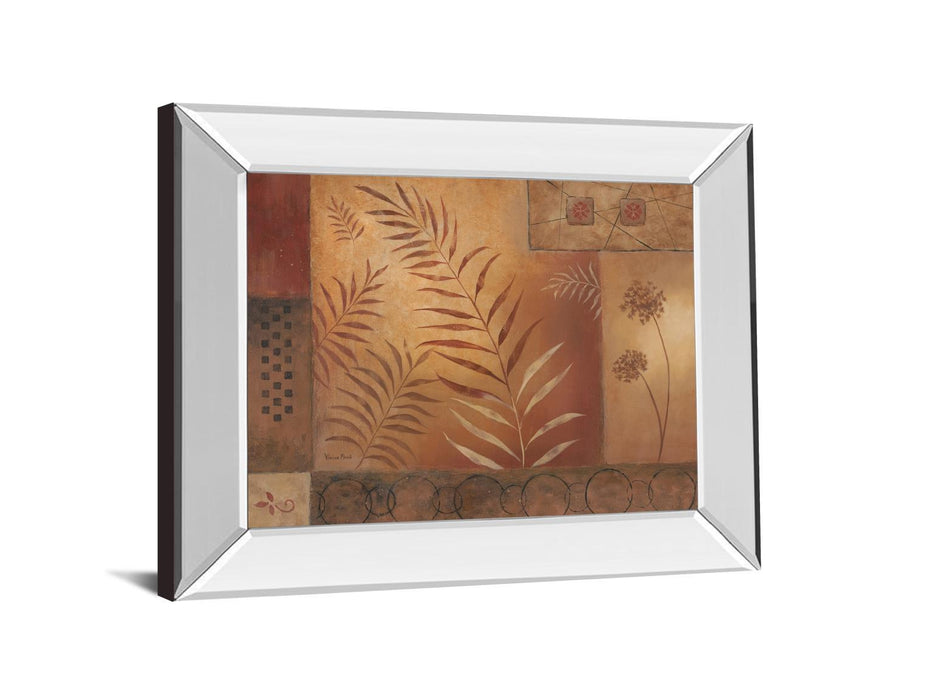 Modern Fern Il By Vivian Flasch - Mirror Framed Print Wall Art - Red