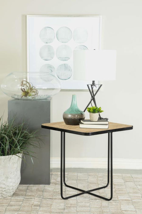 Elyna - Square Accent Table - Travertine And Black Sacramento Furniture Store Furniture store in Sacramento