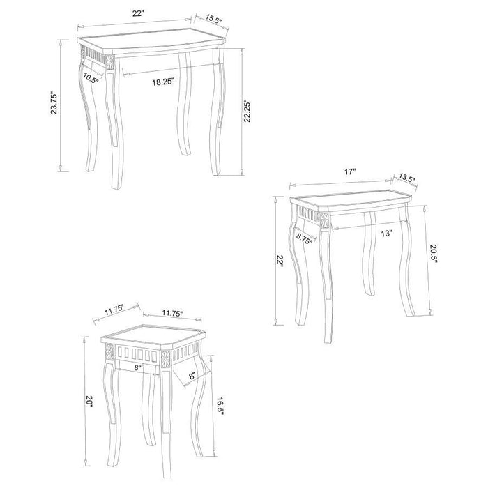 Daphne - 3 Piece Rectangular Wood Nesting Table Set - Warm Brown