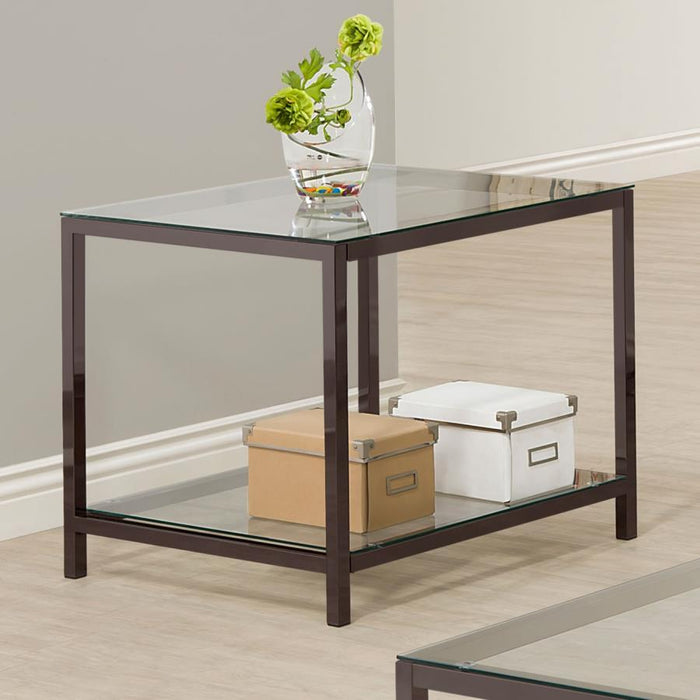 Trini - End Table With Glass Shelf - Black Nickel Sacramento Furniture Store Furniture store in Sacramento