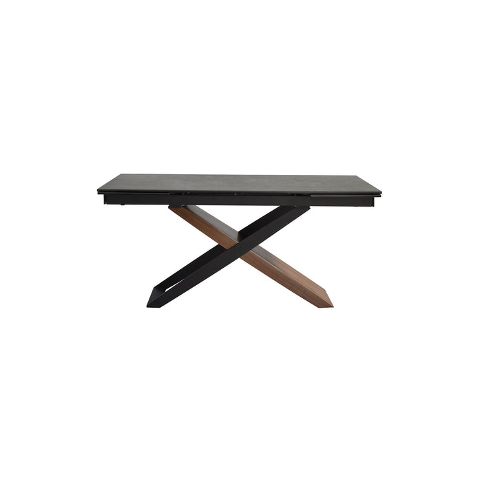 Milena - Extendable Dining Table Stone And Wood - Gray / Black