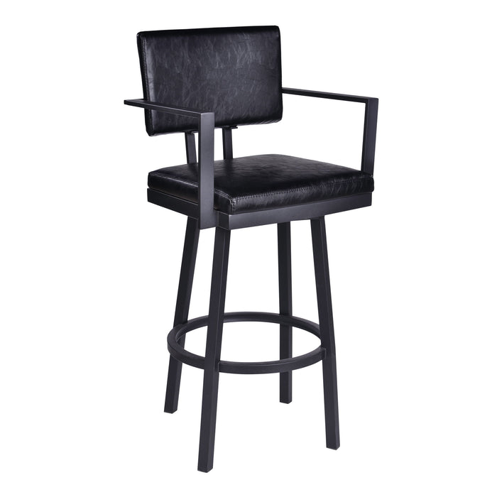 Balboa - 26" Counter Height Swivel Bar Stool With Arms - Vintage Black