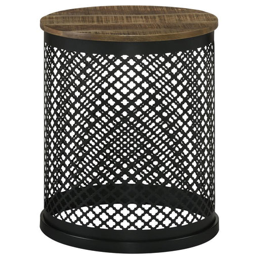 Aurora - Round Accent Table With Drum Base - Natural And Black Sacramento Furniture Store Furniture store in Sacramento
