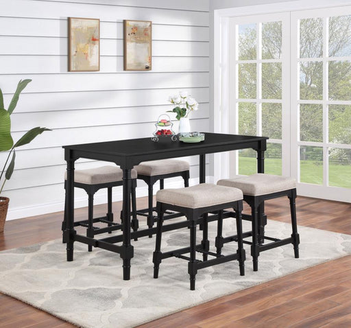 Martina - 5 Piece Rectangular Spindle Leg Counter Height Dining Set - Oatmeal And Black Sacramento Furniture Store Furniture store in Sacramento