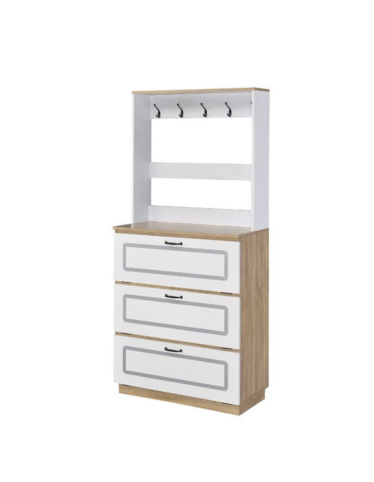 Hewett - Shoe Cabinet - Light Oak & White Finish Sacramento Furniture Store Furniture store in Sacramento