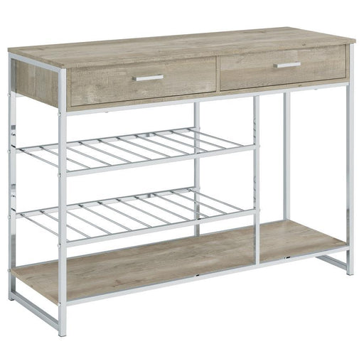 Melrose - Bar Cabinet - Gray Washed Oak And Chrome Sacramento Furniture Store Furniture store in Sacramento