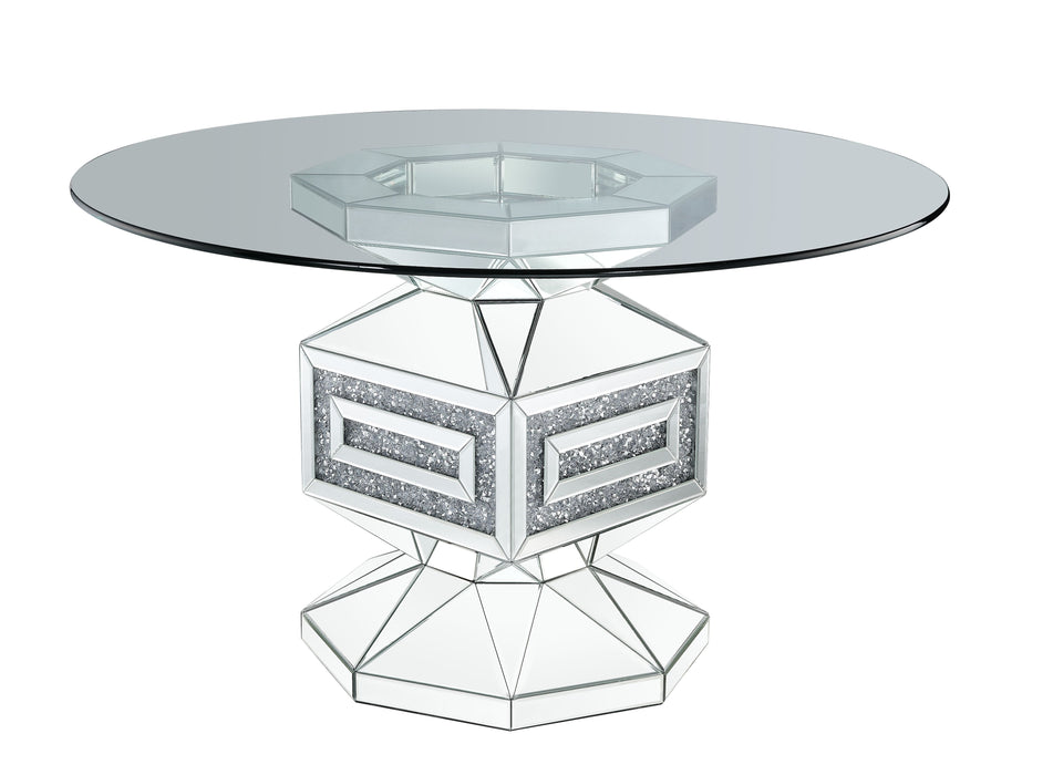 Noralie - Dining Table - Clear Glass, Mirrored & Faux Diamonds - 30"