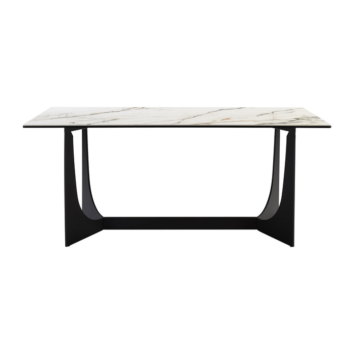 Esme - Dining Table Stone And Metal - Gray / Black