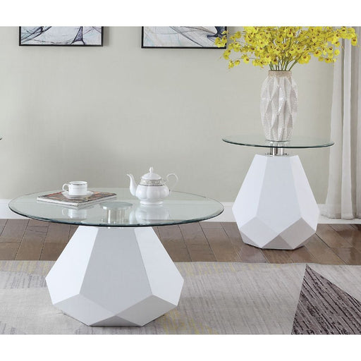 Chara - Coffee Table - White High Gloss & Clear Glass Sacramento Furniture Store Furniture store in Sacramento