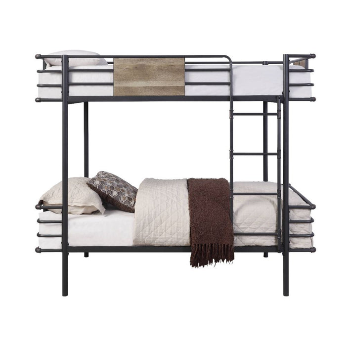 Deliz - Twin Over Twin Bunk Bed - Gunmetal