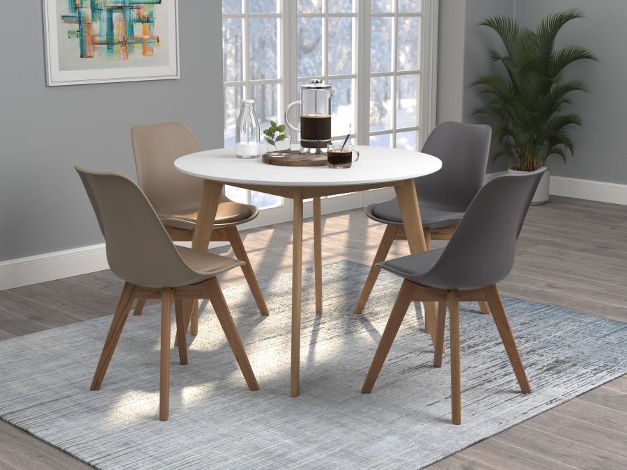 Breckenridge - Round Dining Table - Matte White And Natural Oak Sacramento Furniture Store Furniture store in Sacramento