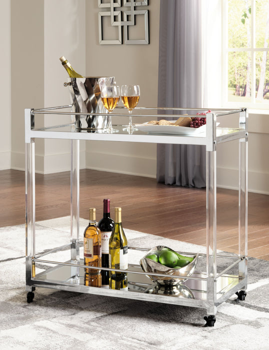 Chaseton - Clear / Silver Finish - Bar Cart Sacramento Furniture Store Furniture store in Sacramento