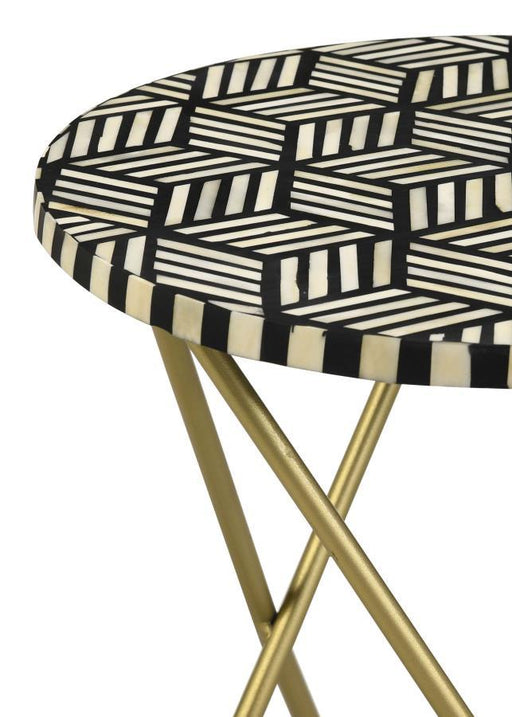 Xenia - Round Accent Table With Hairpin Legs - Black And White Sacramento Furniture Store Furniture store in Sacramento