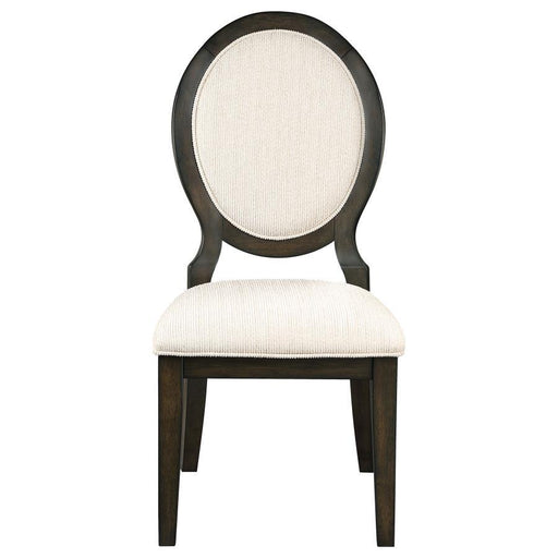 Twyla - Upholstered Oval Back Dining Side Chairs (Set of 2) - Cream And Dark Cocoa Sacramento Furniture Store Furniture store in Sacramento