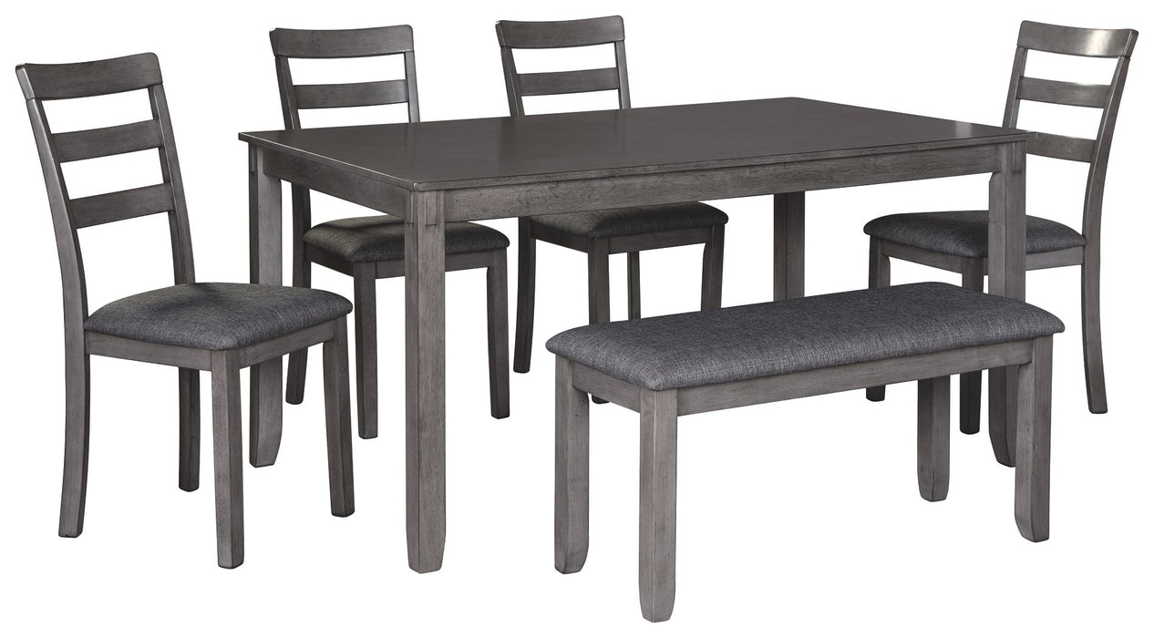 Bridson - Gray - Rect Drm Table Set (Set of 6) Sacramento Furniture Store Furniture store in Sacramento