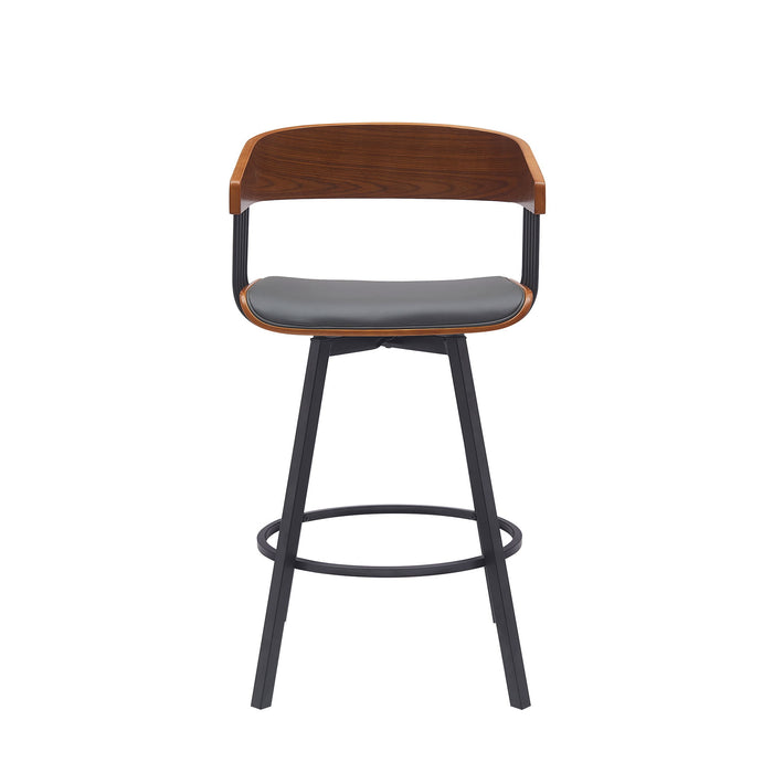 Athena - Swivel Walnut Metal Stool