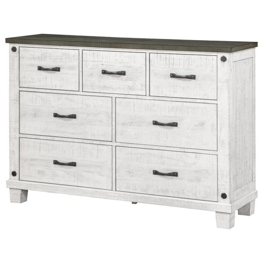 Lilith - 7-Drawer Dresser Distressed - Distressed Gray And White Sacramento Furniture Store Furniture store in Sacramento